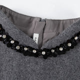 Charcoal Jewel-Trim Halter Dress