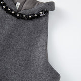 Charcoal Jewel-Trim Halter Dress