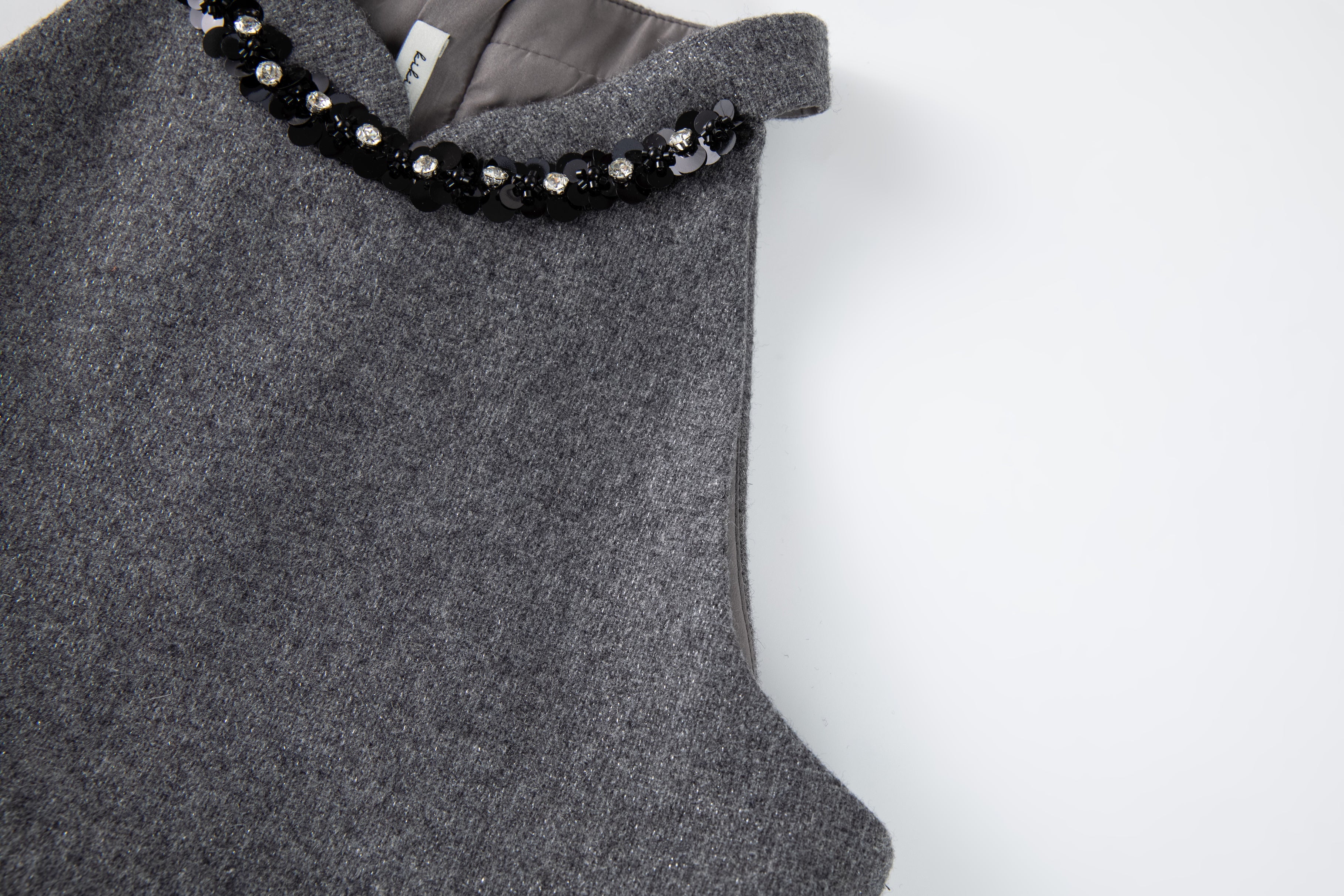 Charcoal Jewel-Trim Halter Dress