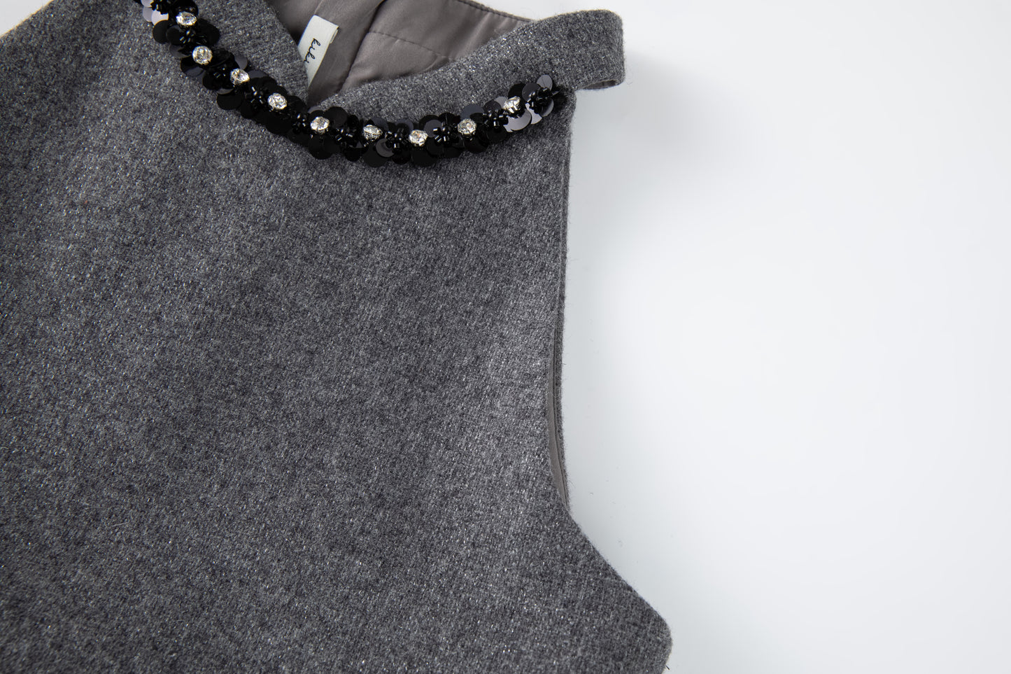Charcoal Jewel-Trim Halter Dress