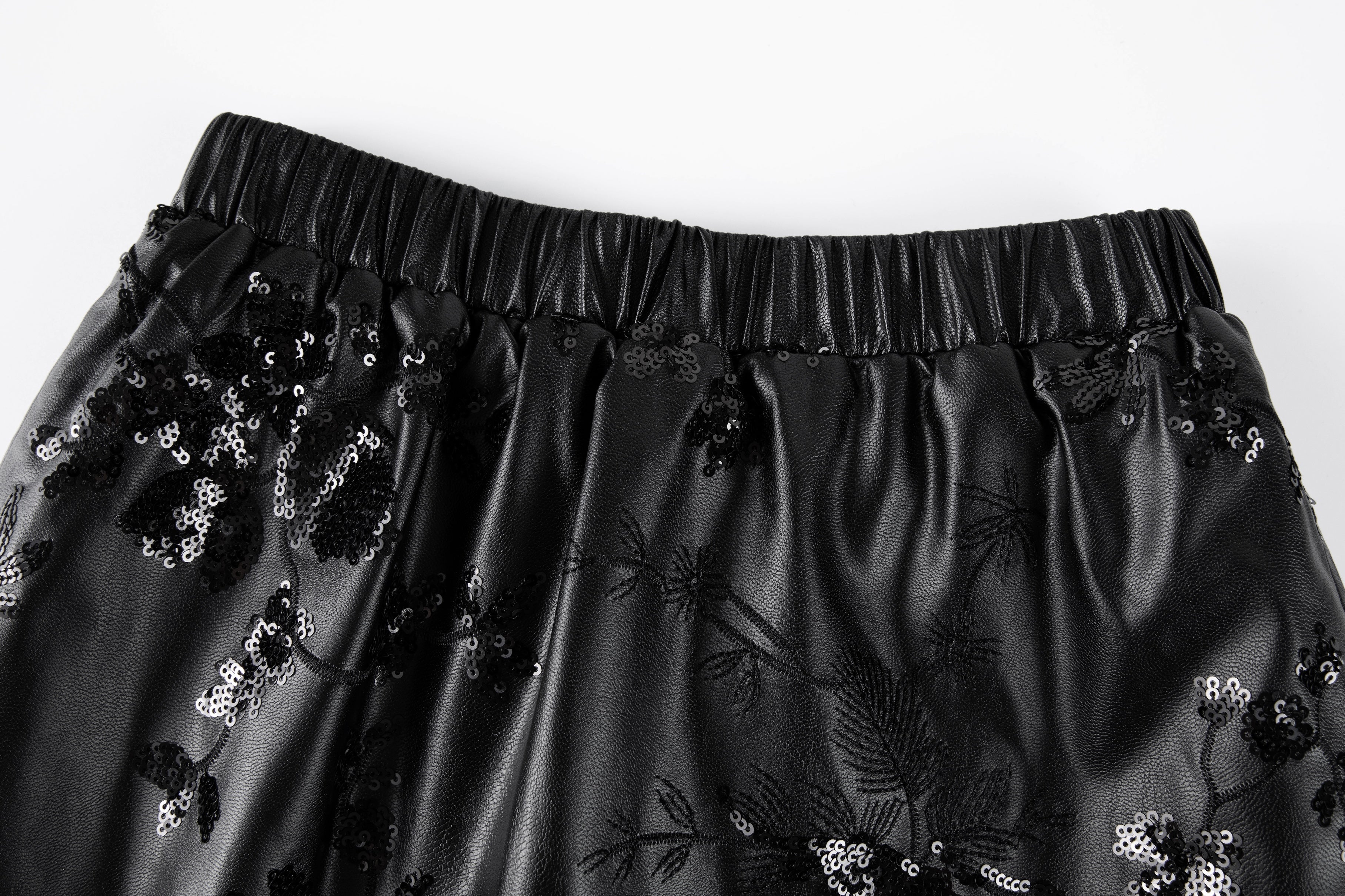 The Sparkling Floral Vegan Leather Skirt