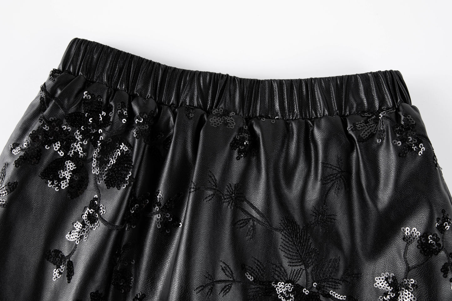 The Sparkling Floral Vegan Leather Skirt
