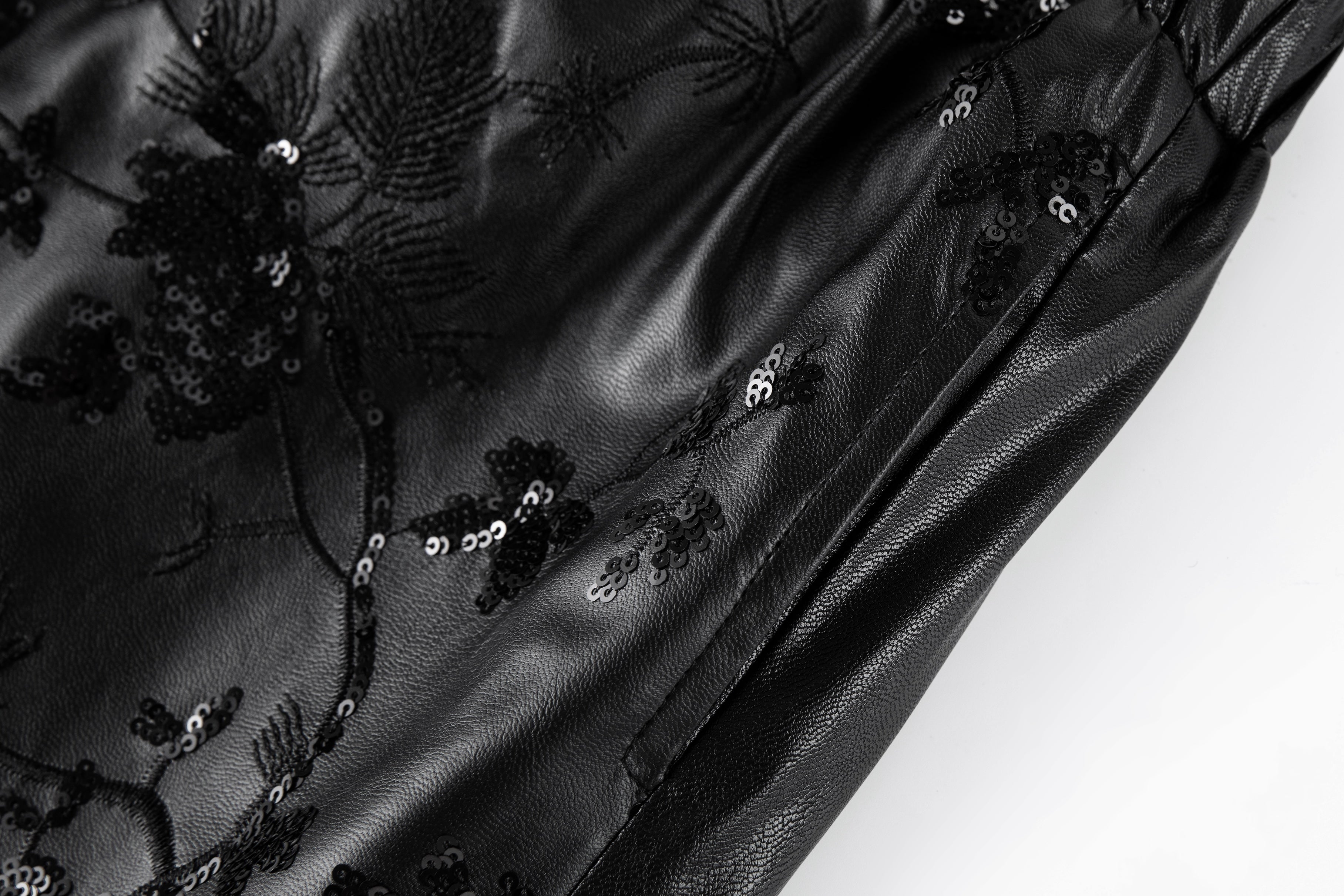 The Sparkling Floral Vegan Leather Skirt
