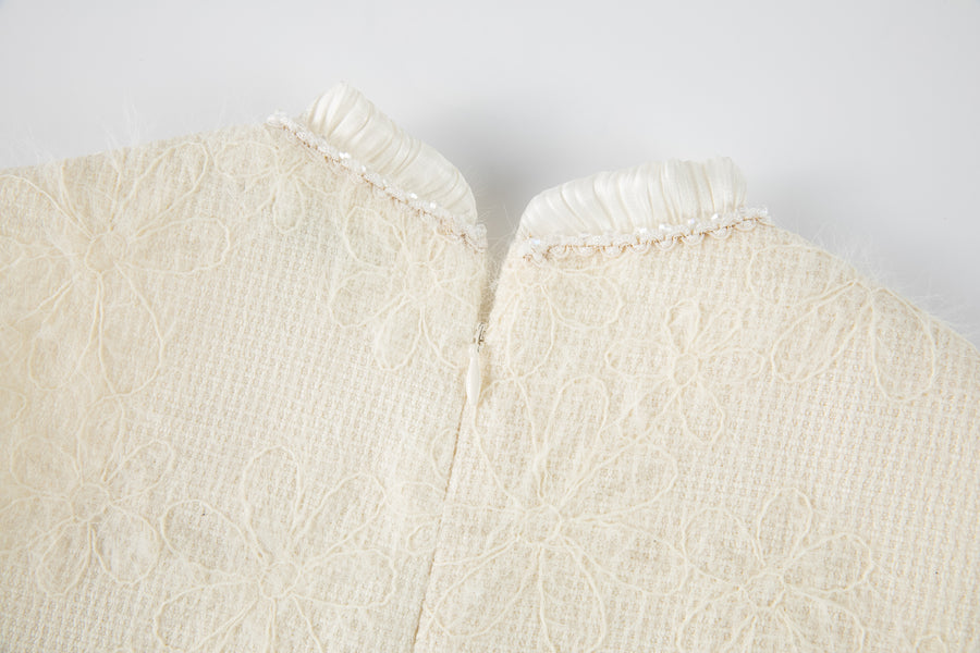 Ivory Petal-Pocket Mod Dress