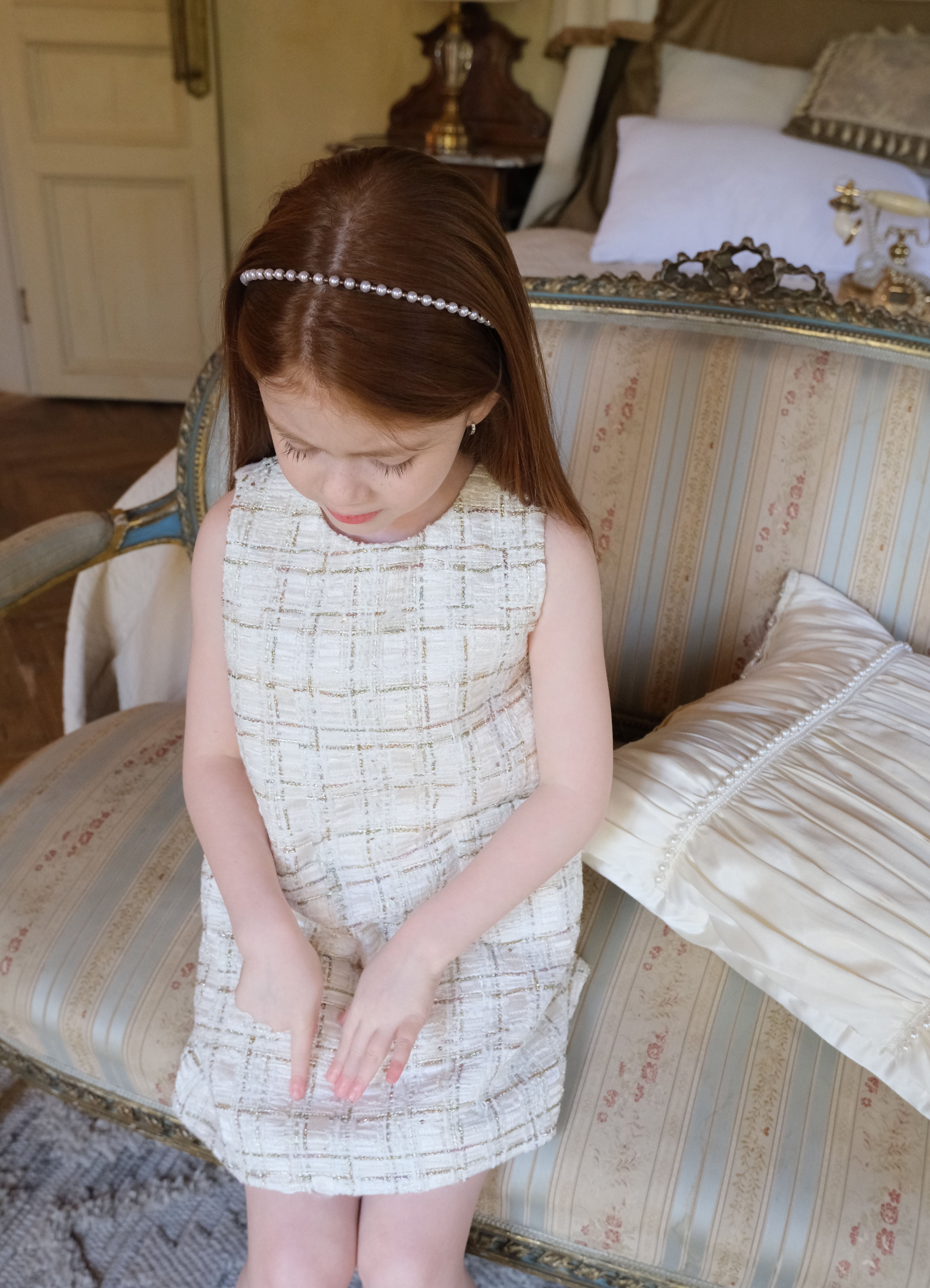 Ivory Lumière Tweed A-Line Dress