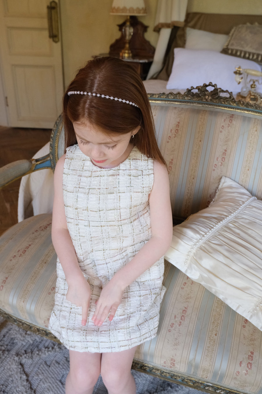 Ivory Lumière Tweed A-Line Dress