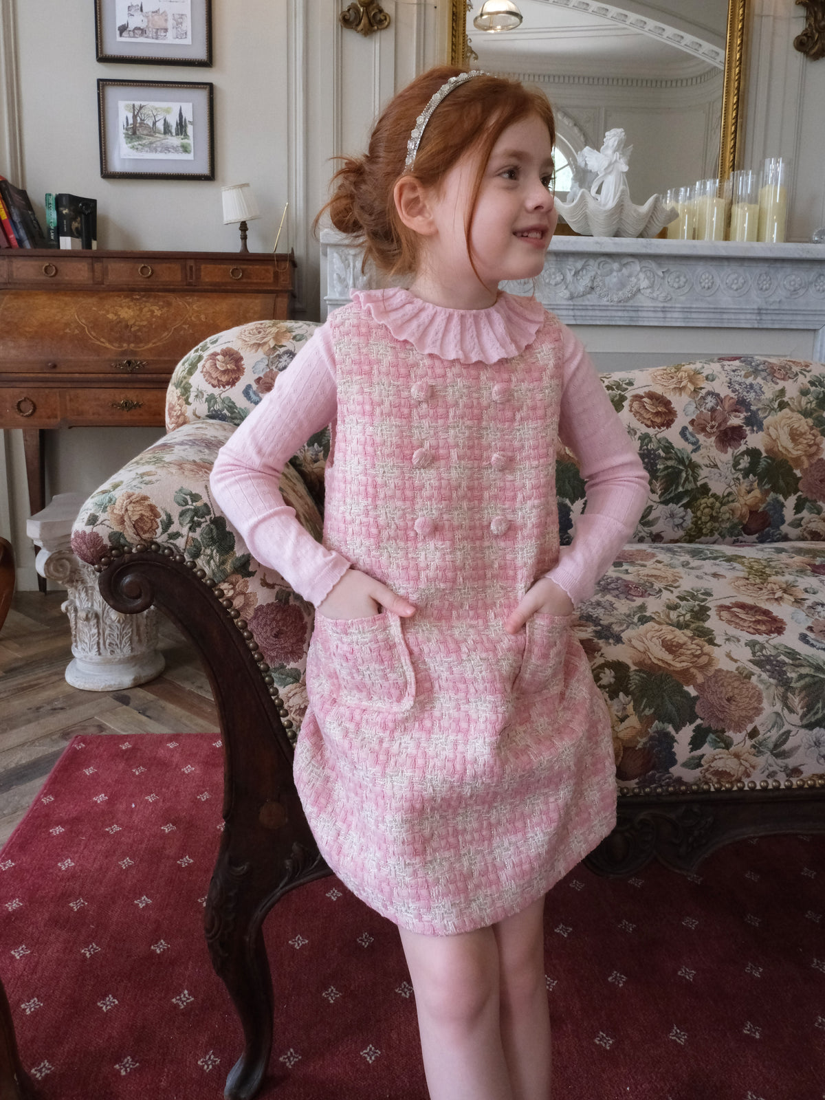 Blush Lumière Tweed A-Line Dress