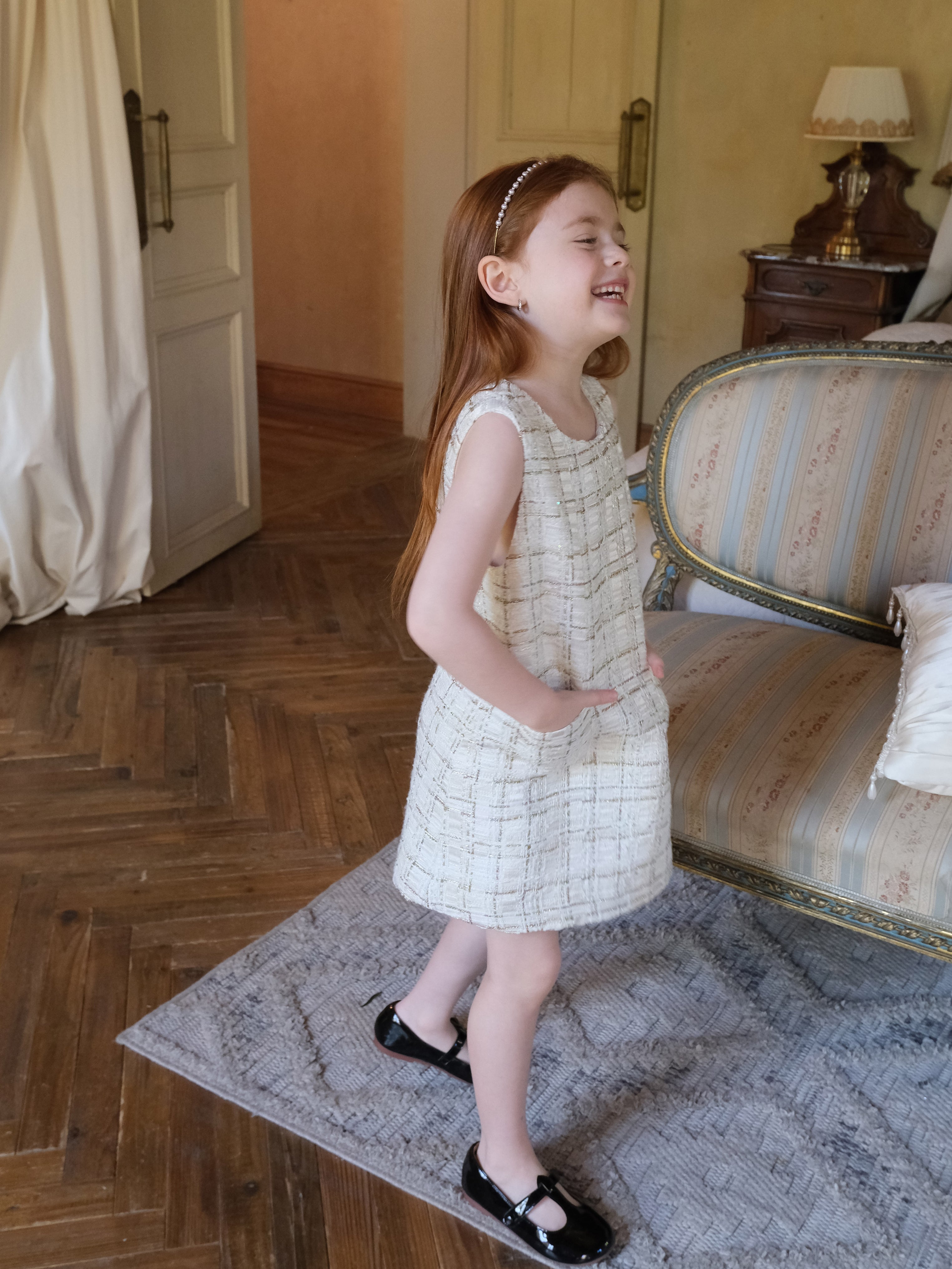 Ivory Lumière Tweed A-Line Dress
