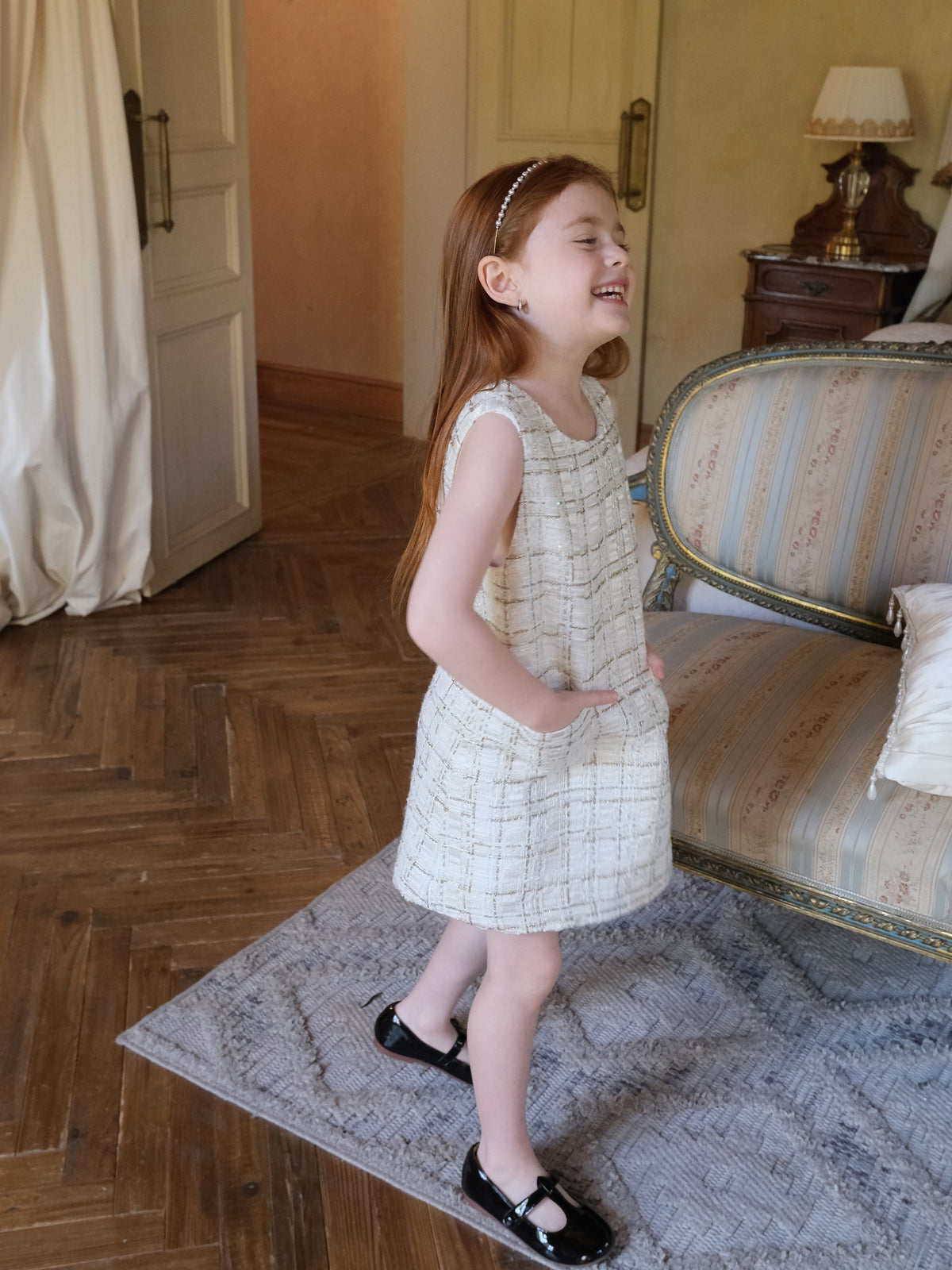 Ivory Lumière Tweed A-Line Dress