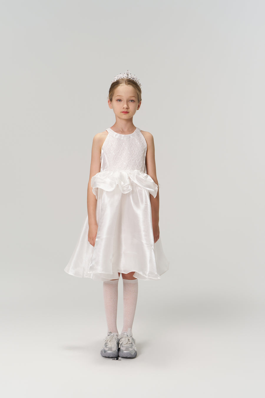 Girls Satin White A-Line Dress Girls Satin White A-Line Dress