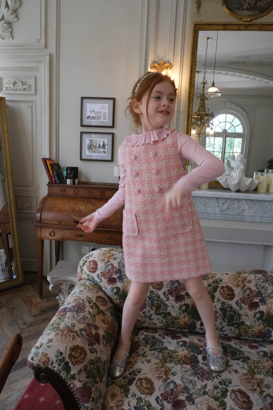 Blush Lumière Tweed A-Line Dress