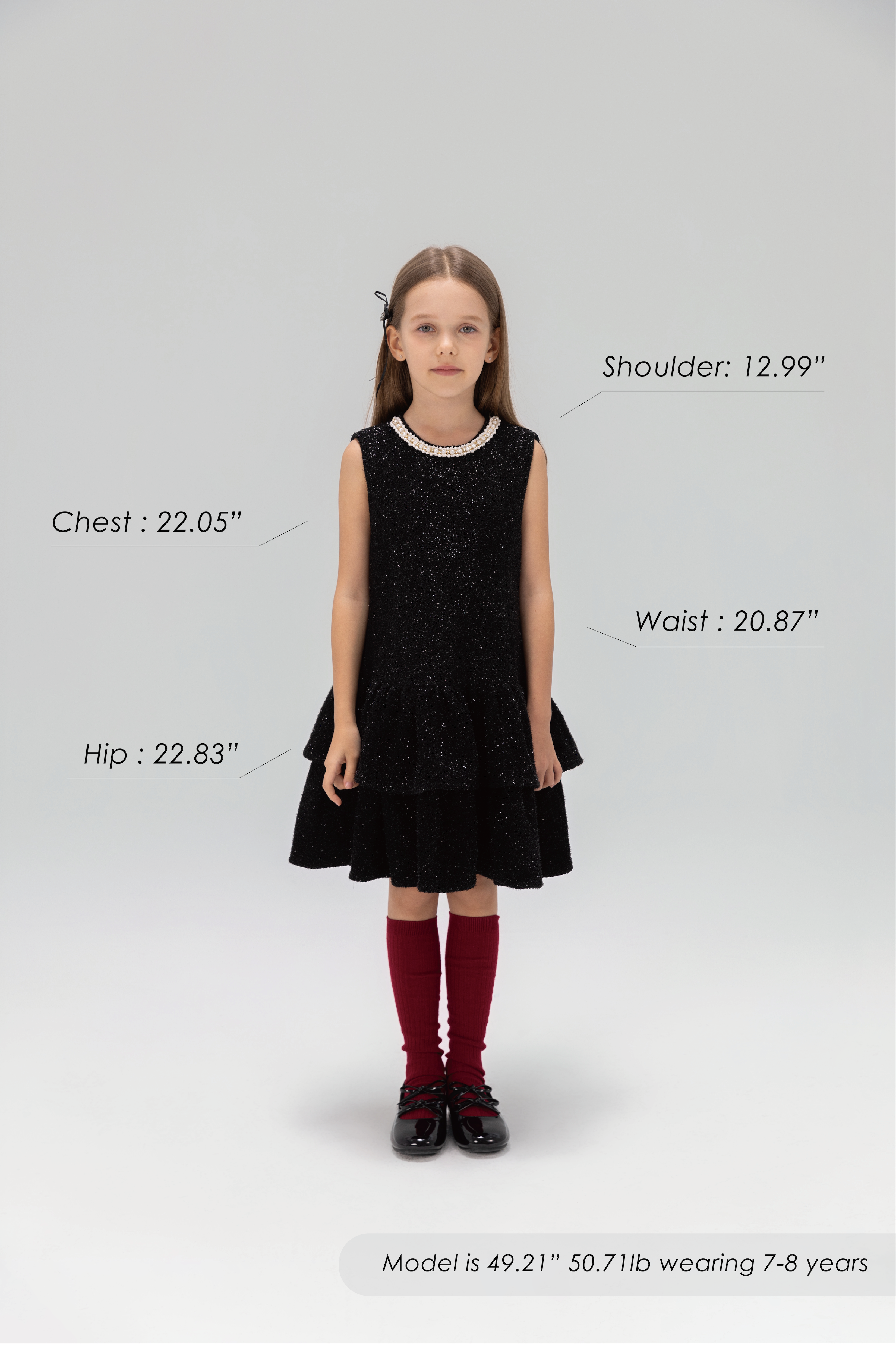 Midnight Starlight Pearl-Collar Dress