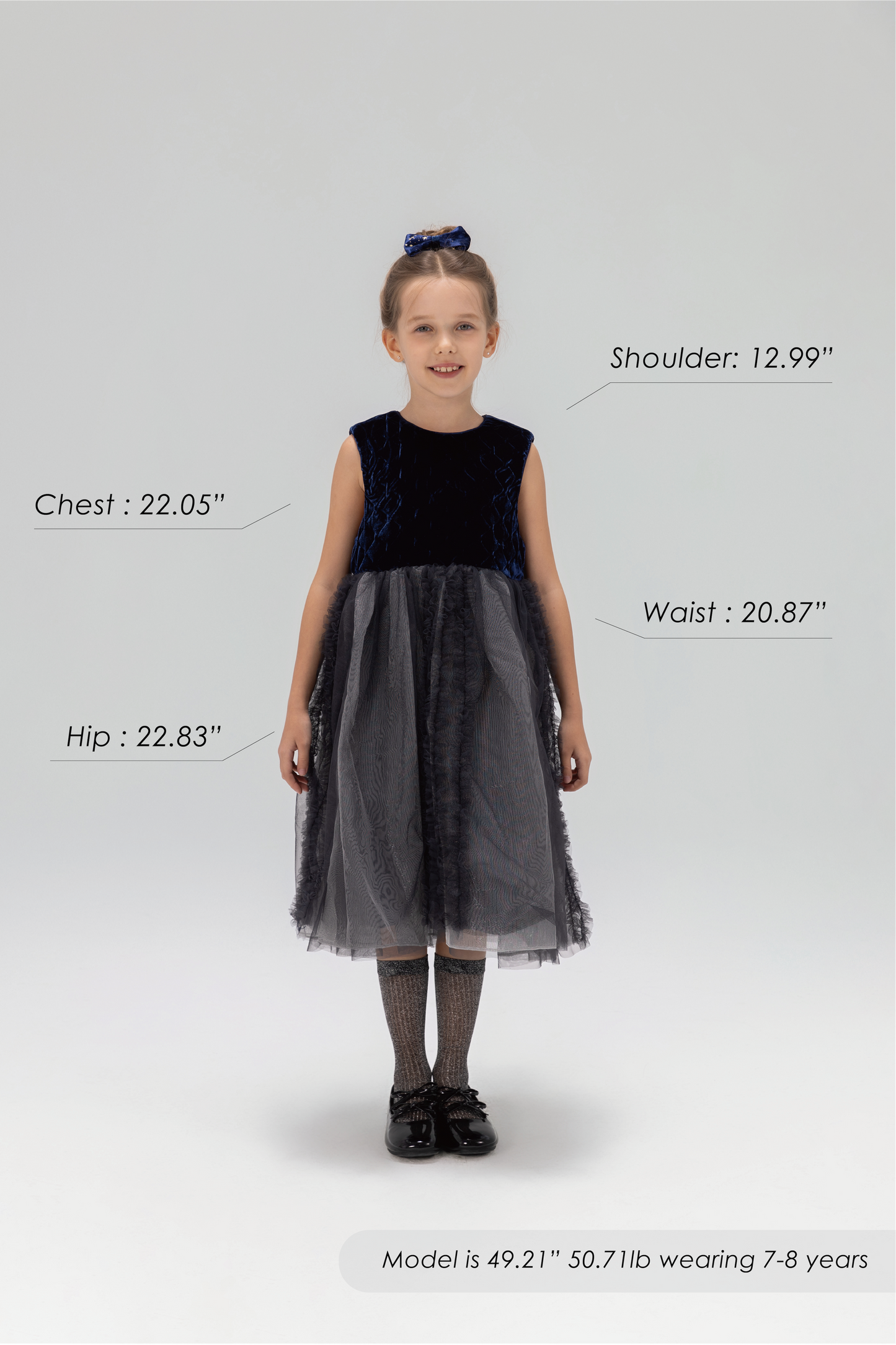 Girls Velvet & Tulle Dress - Sapphire Blue
