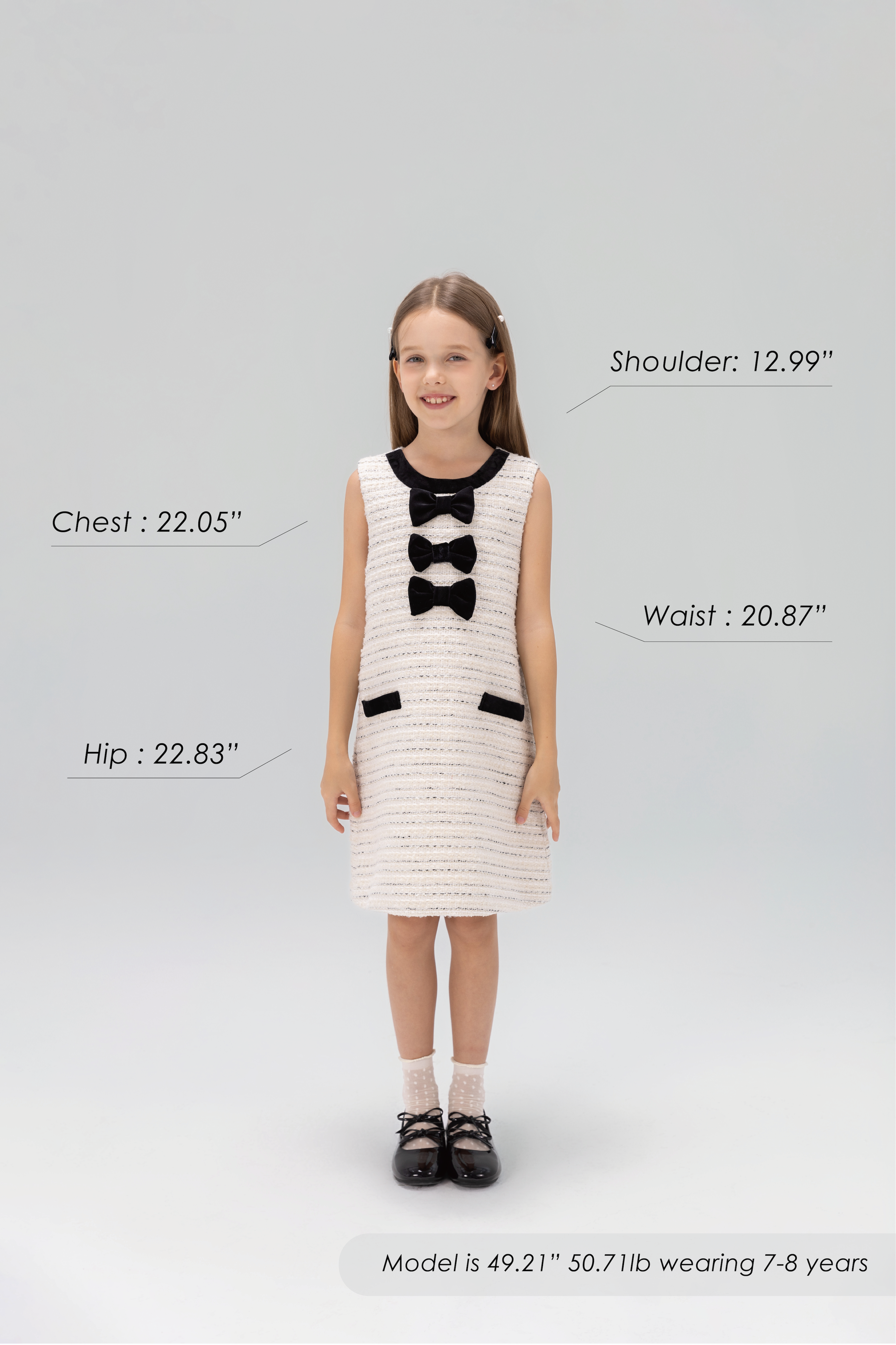Velvet Bow Tweed Shift Dress