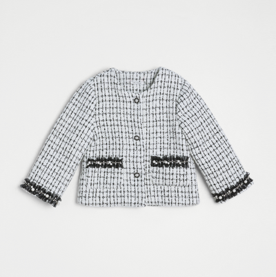 Girls Tweed Jacket – Black & White Checkered Pearl