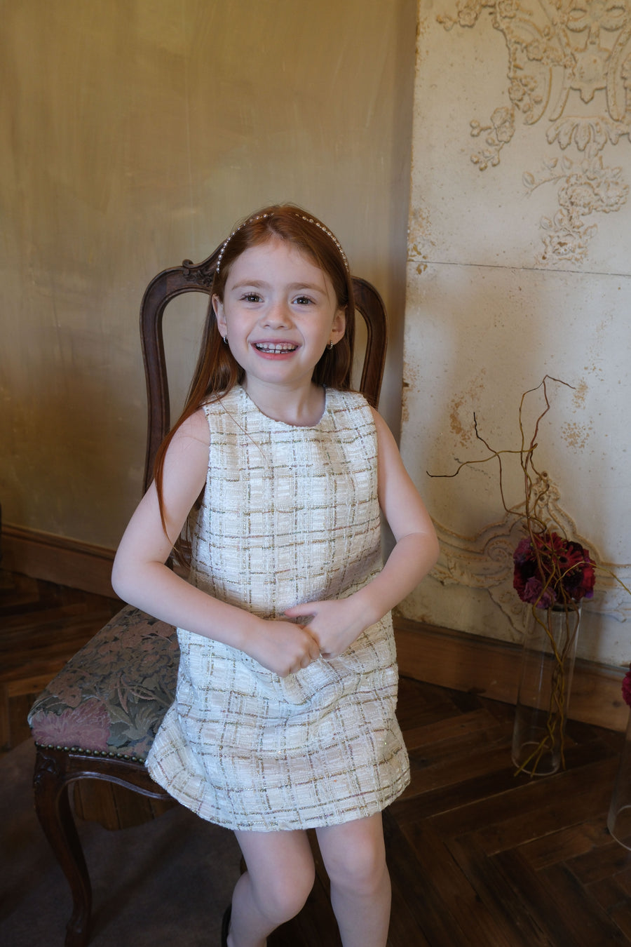 Ivory Lumière Tweed A-Line Dress