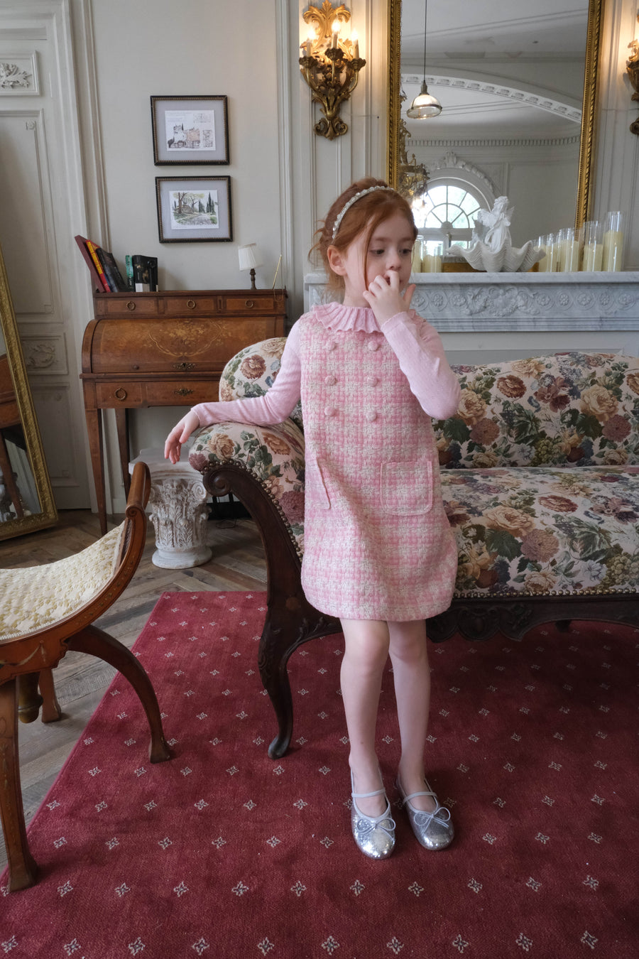 Blush Lumière Tweed A-Line Dress
