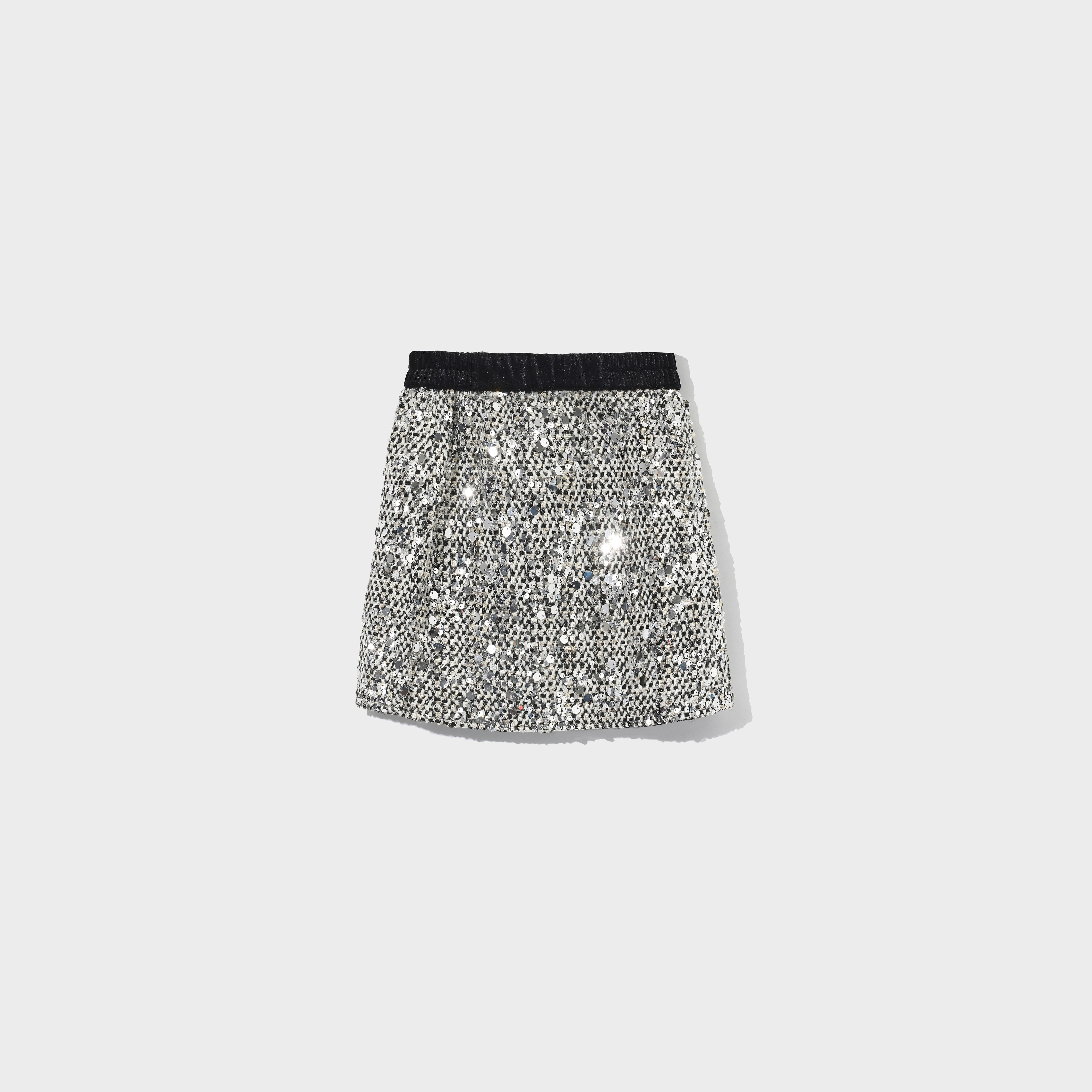 The Silver Gala Sequin Tweed Skirt