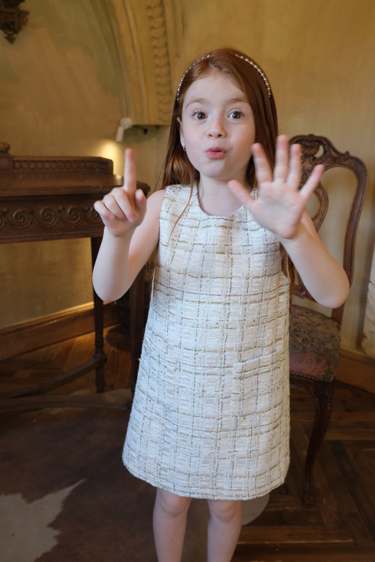 Ivory Lumière Tweed A-Line Dress