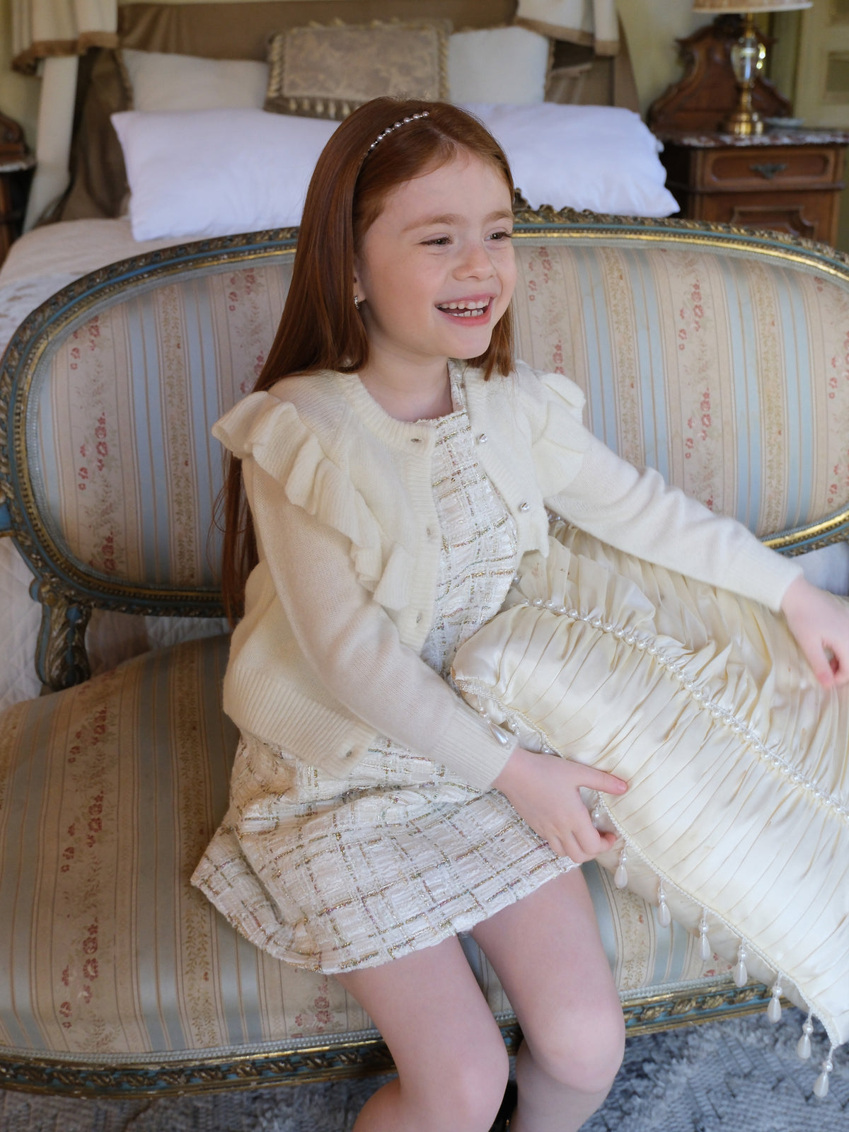 Ivory Lumière Tweed A-Line Dress