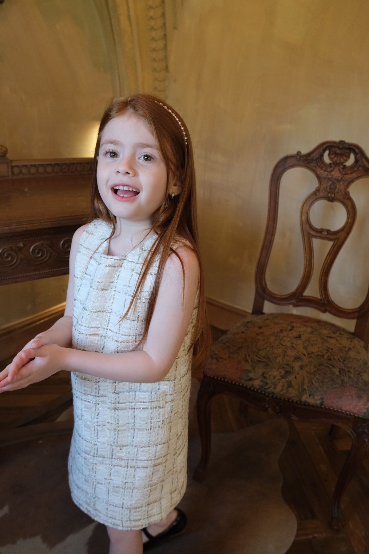 Ivory Lumière Tweed A-Line Dress