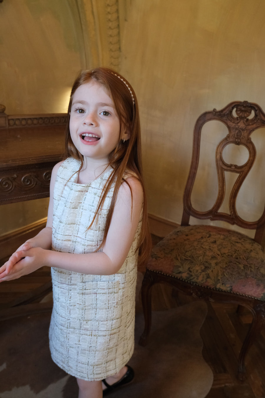 Ivory Lumière Tweed A-Line Dress