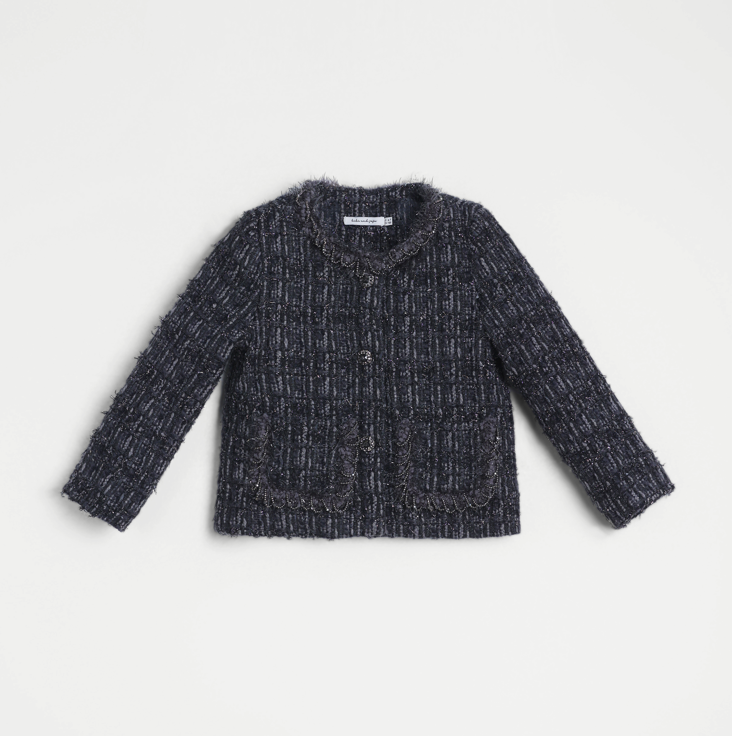 Girls Vintage Beaded Tweed Jacket - Gray