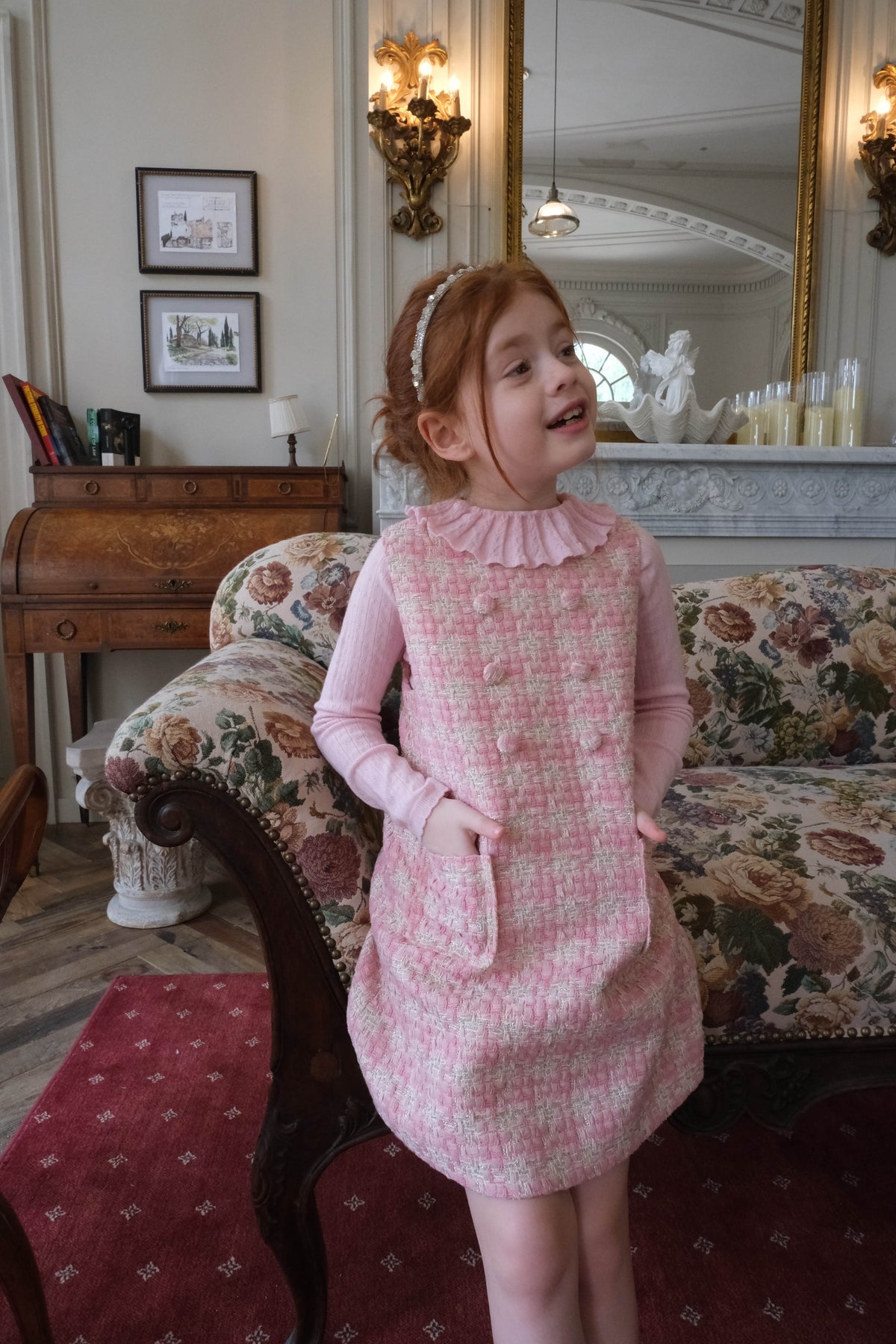 Blush Lumière Tweed A-Line Dress