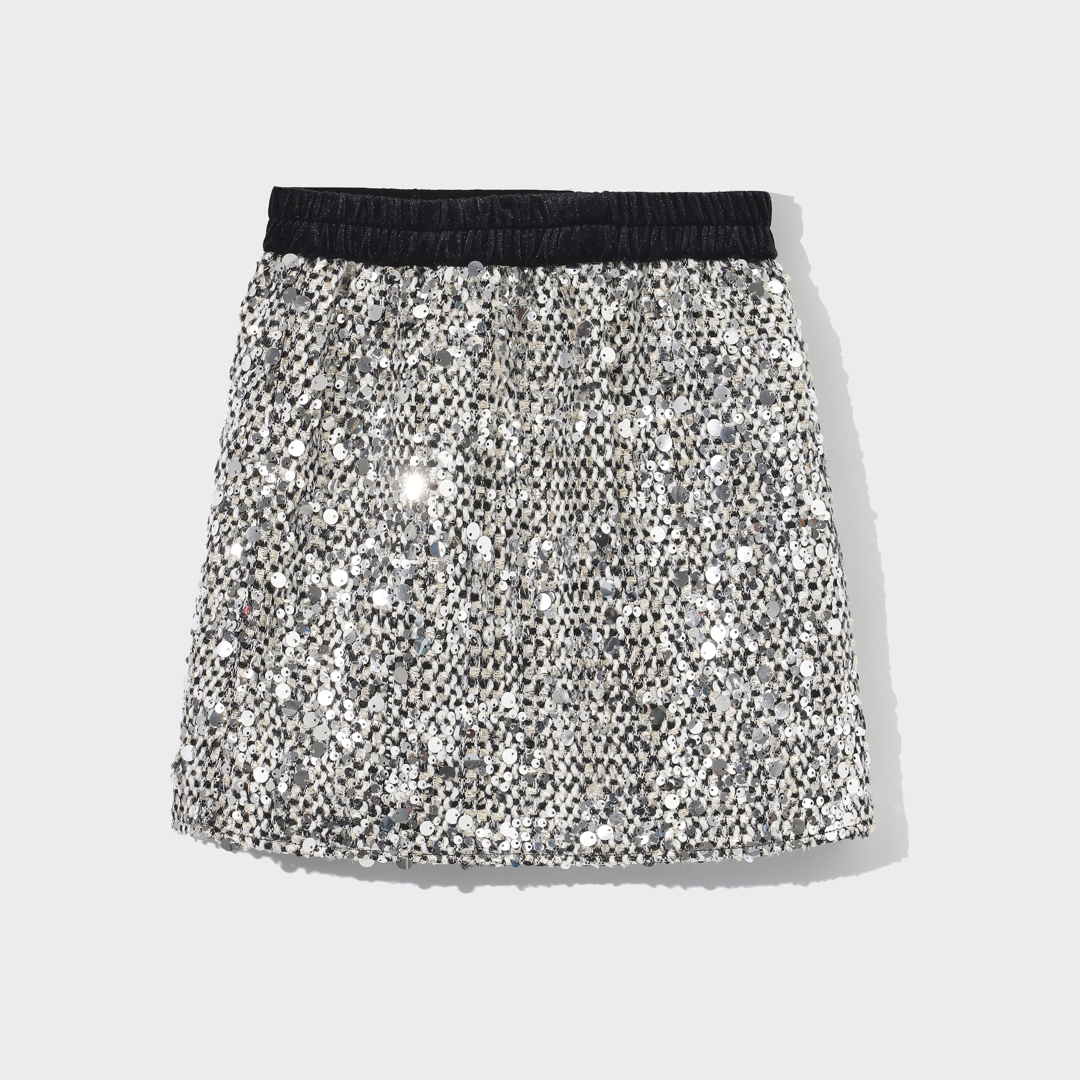 The Silver Gala Sequin Tweed Skirt