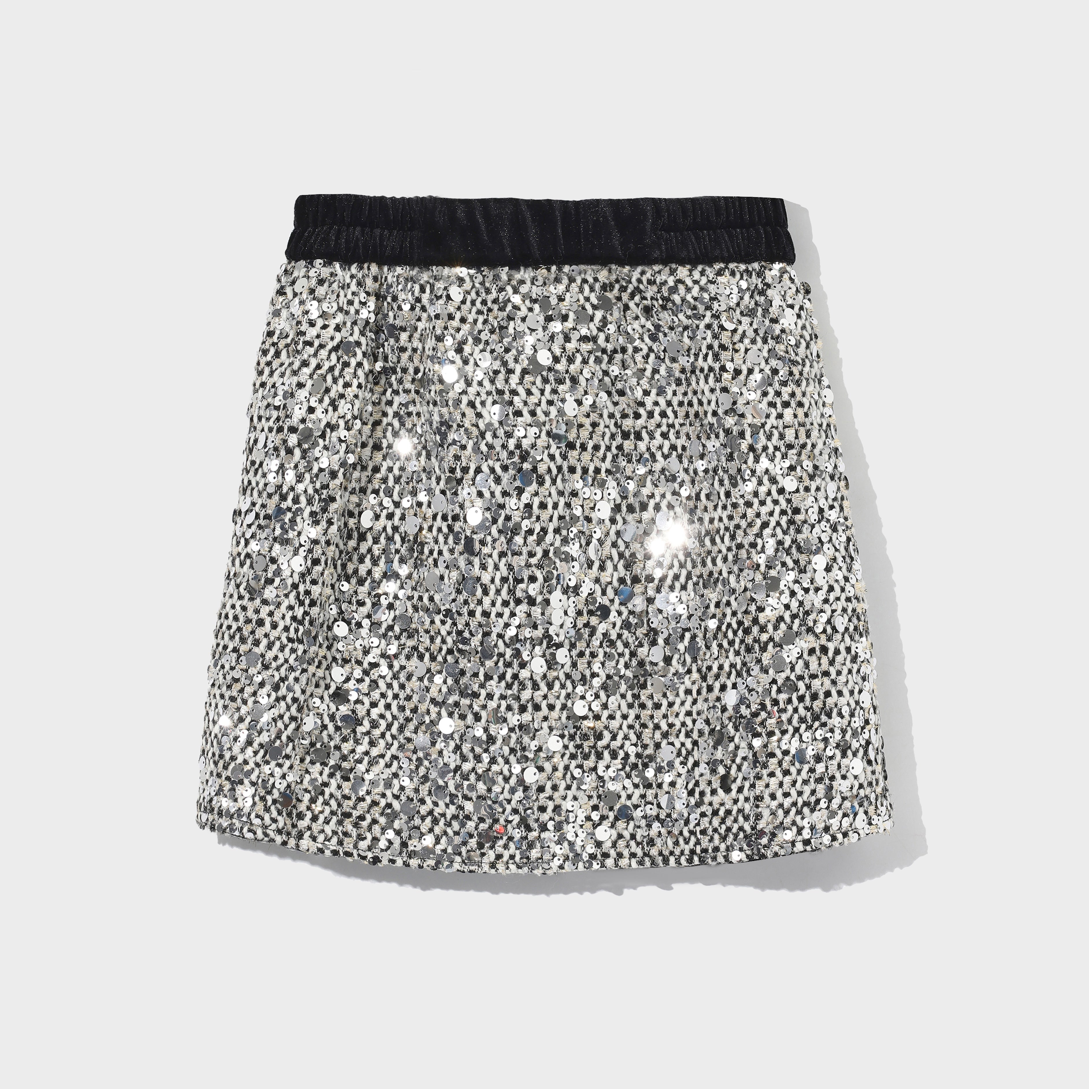 The Silver Gala Sequin Tweed Skirt