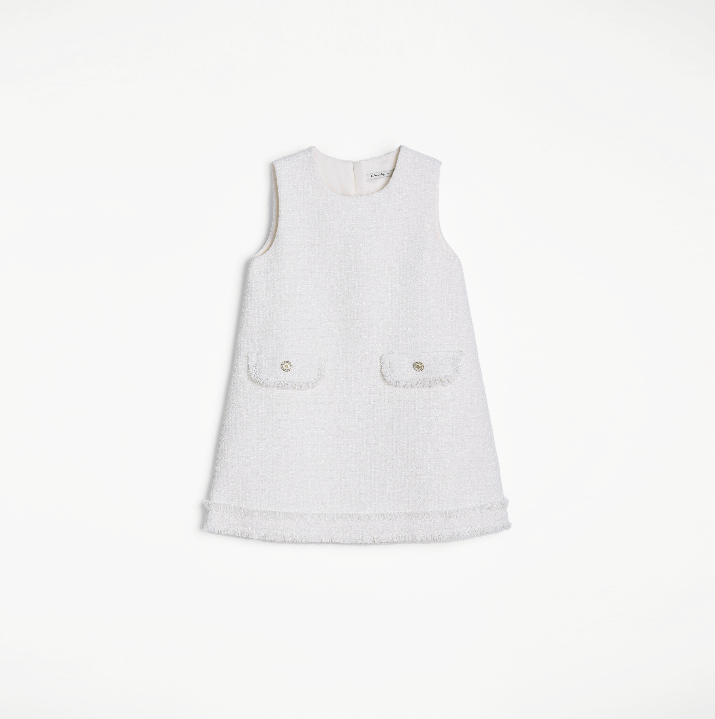 Girls Pearlescent Elegance Tweed Dress - Soft Champagne