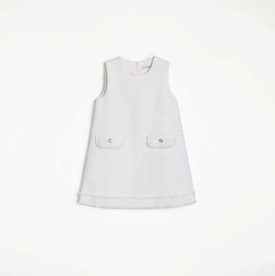 Girls Pearlescent Elegance Tweed Dress - Soft Champagne