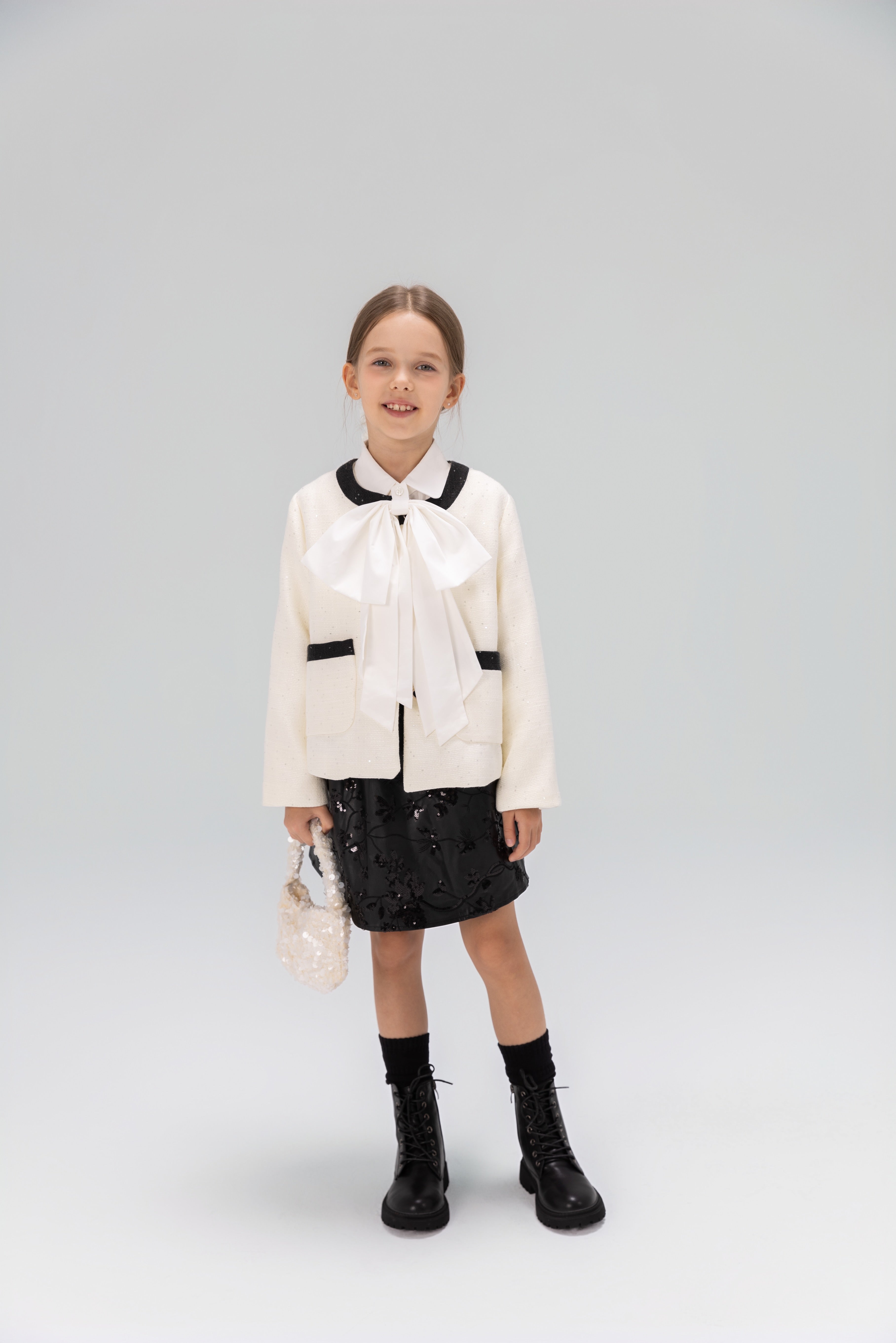 Girls Detachable Bow Collar Blouse, White | KIKI and JOJO