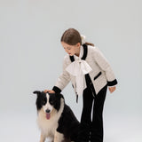 Velvet Bow Beaded-Trim Tweed Jacket