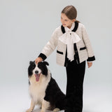 Velvet Bow Beaded-Trim Tweed Jacket