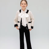 Velvet Bow Beaded-Trim Tweed Jacket