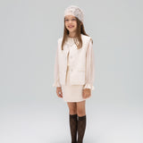 Pearl-Trim Tweed Vest