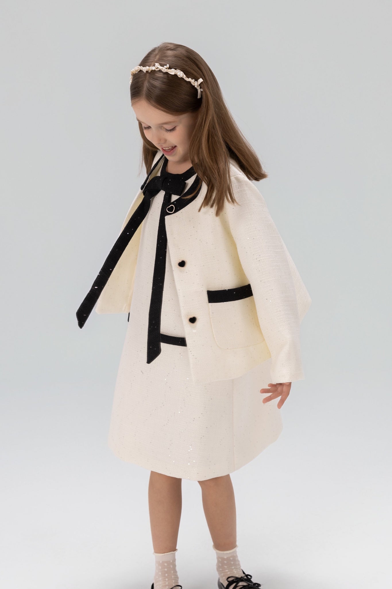 Girls Bow Hairband - Pearl