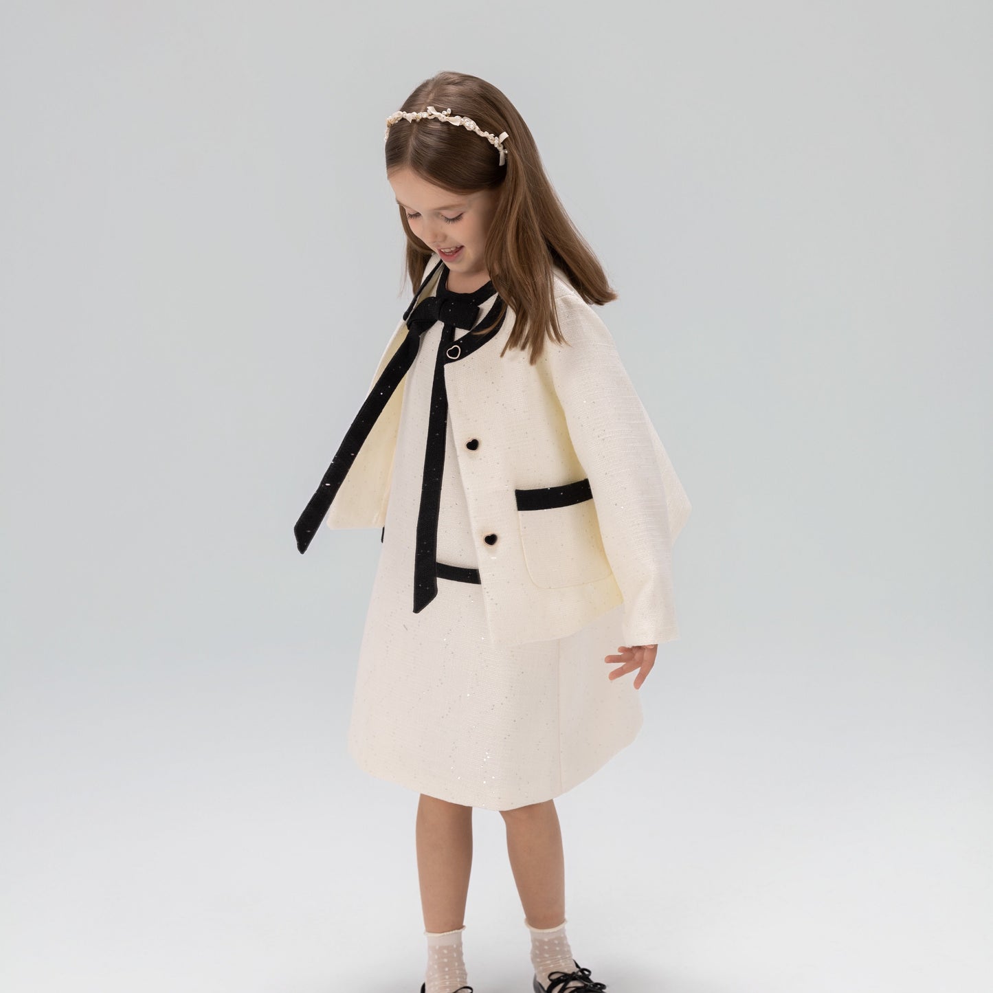 Girls Bow Hairband - Pearl