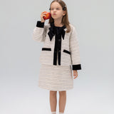 Velvet Bow Beaded-Trim Tweed Jacket