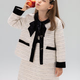 Velvet Bow Beaded-Trim Tweed Jacket