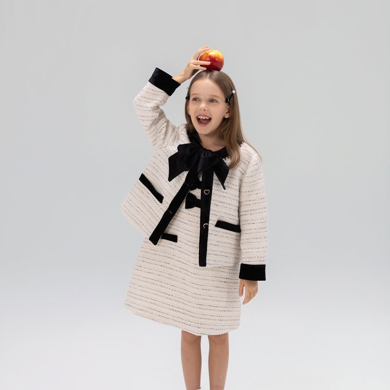 Velvet Bow Beaded-Trim Tweed Jacket