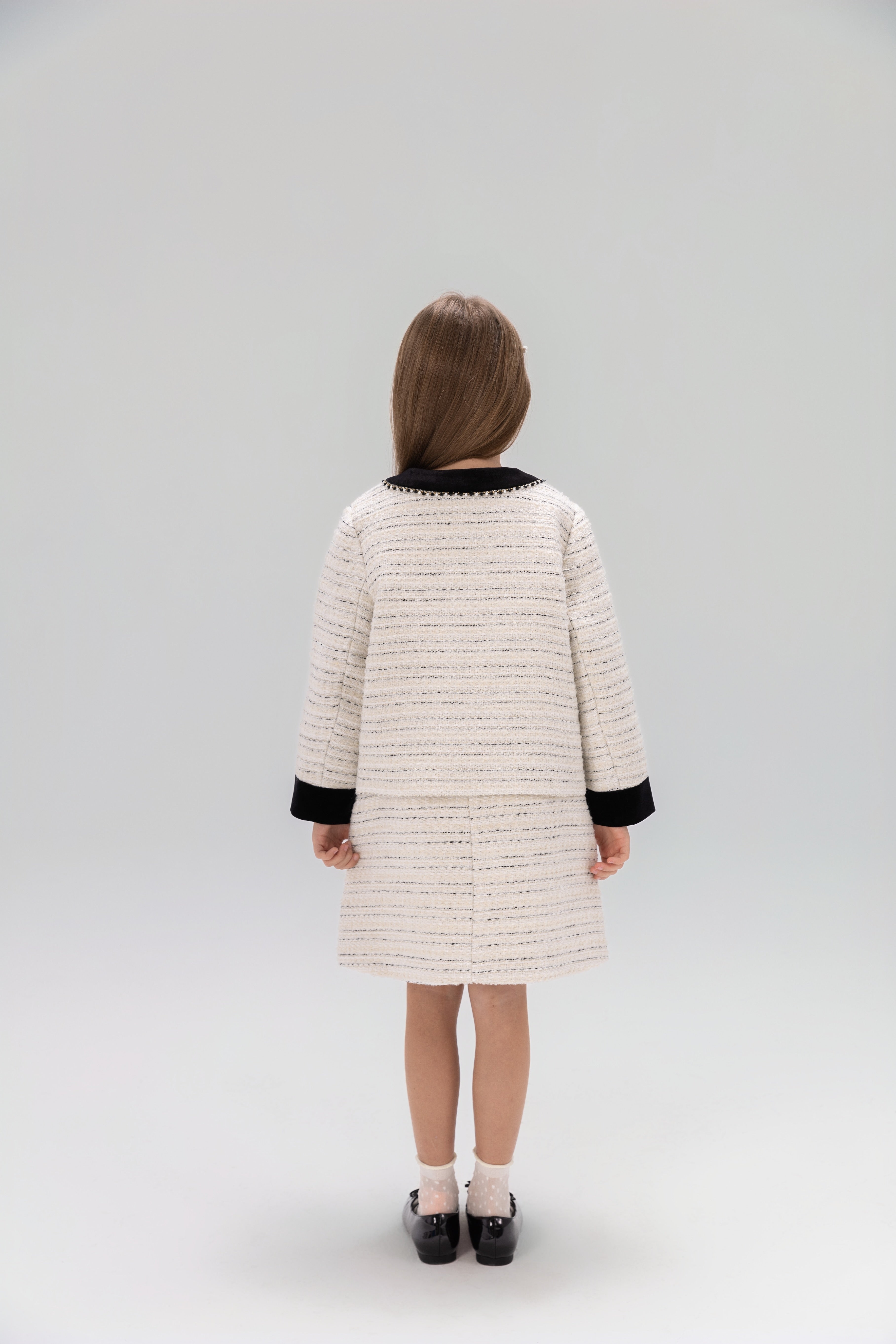 Velvet Bow Beaded-Trim Tweed Jacket