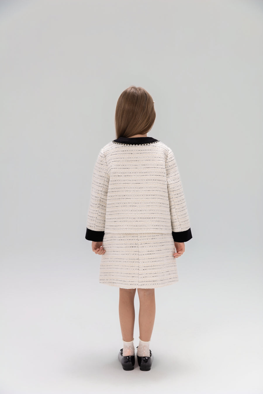 Velvet Bow Beaded-Trim Tweed Jacket