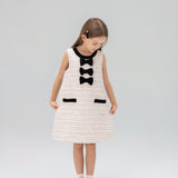 Velvet Bow Tweed Shift Dress