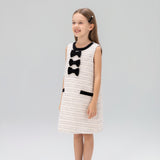 Velvet Bow Tweed Shift Dress