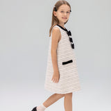 Velvet Bow Tweed Shift Dress