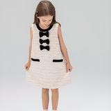 Velvet Bow Tweed Shift Dress