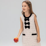 Velvet Bow Tweed Shift Dress
