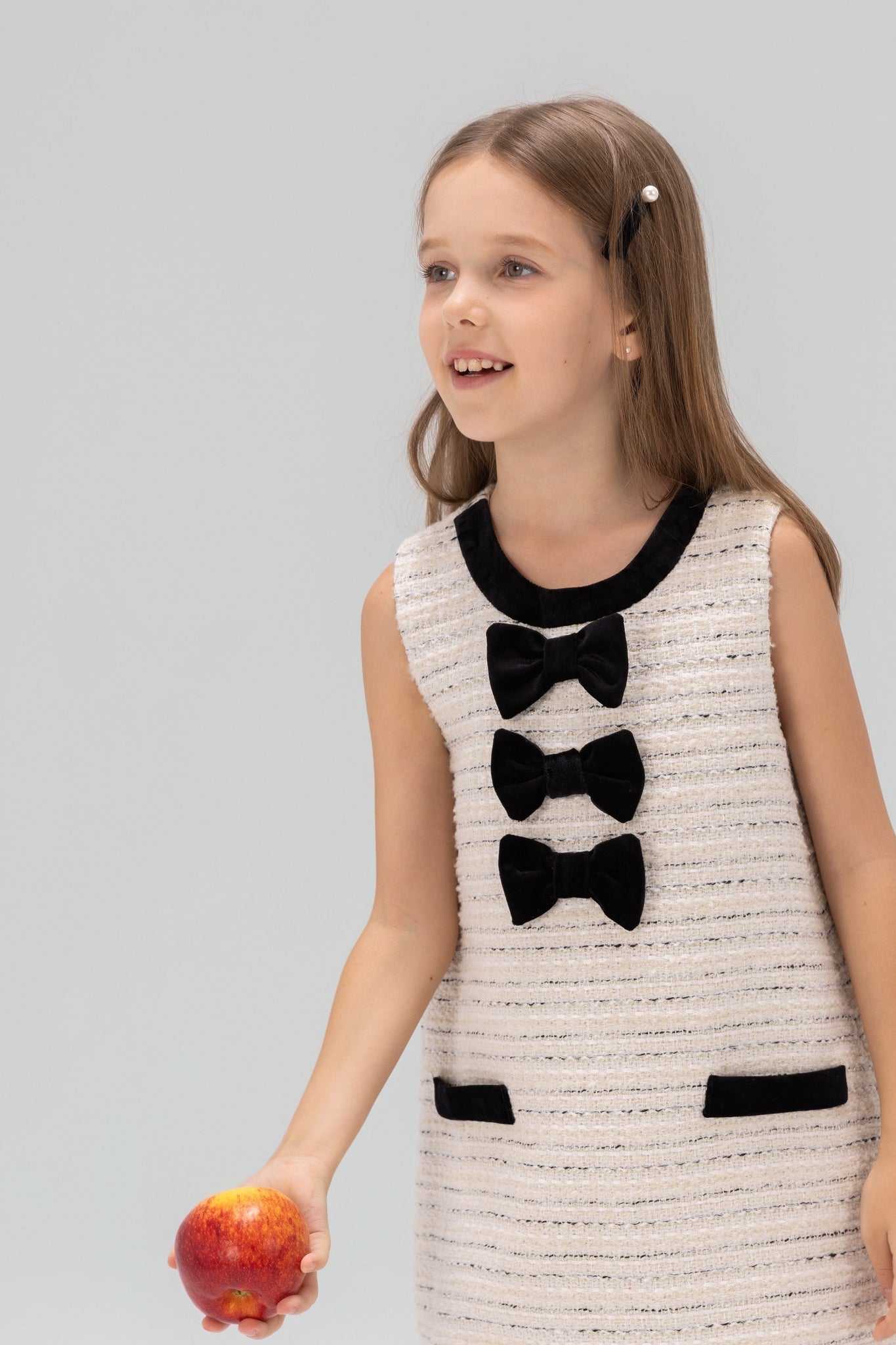 Girls Velvet Pearl Hair Clip (2 Pack) - Black